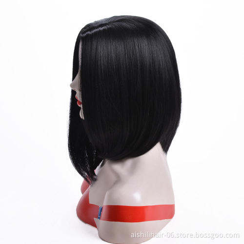 AiShiLi Factory hair Wholesale Shoulder-Length Straight Wigs with Black for Women Heat Resistant Synthetic Hair
